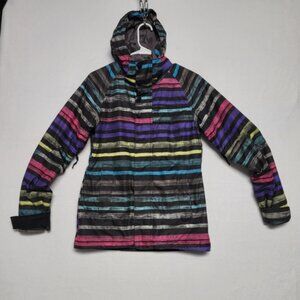 Burton Dryride Insulated ski/snowboard jacket womens XS black/multi stripe great